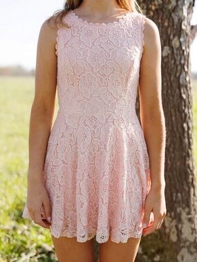City Studio Girls Delicate Pink Lace Fit & Flare Dress Size 13 NWT